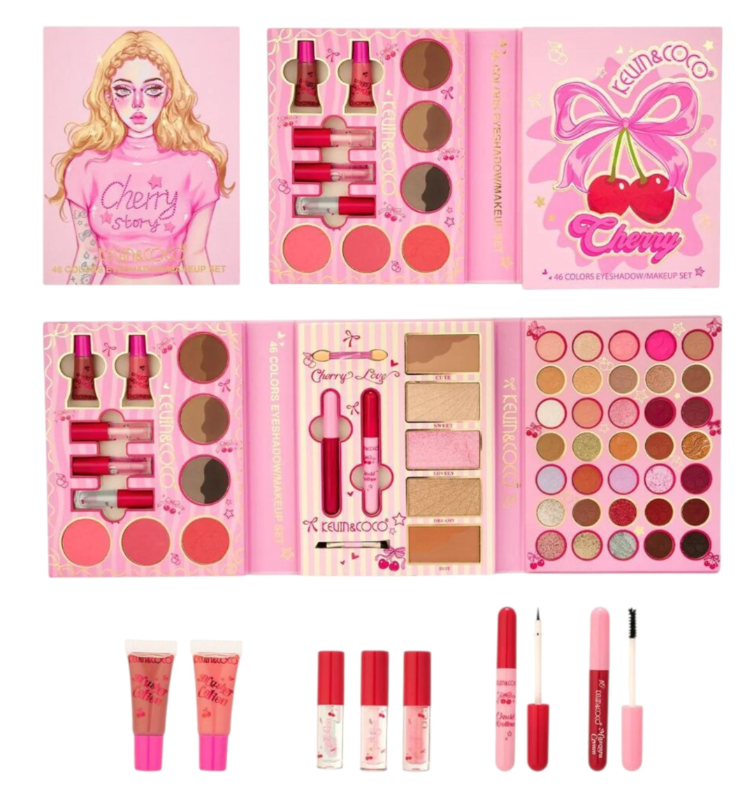 ✨Kevin & Coco Cherry Story Eyeshadow Makeup Set – 46 colors ✨💖