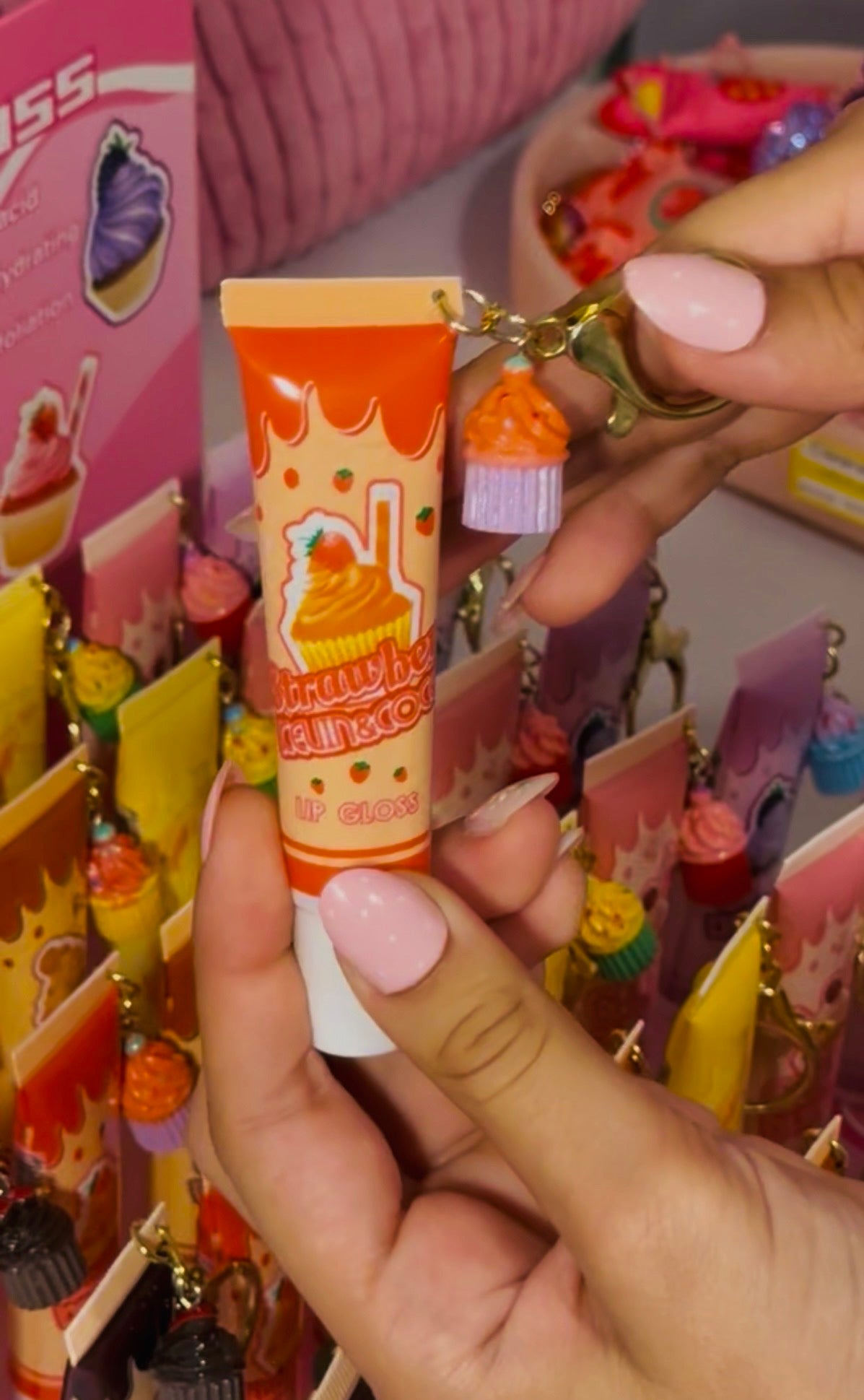 Dessert Lip Gloss Keychain – Cute Glossy Lip Shine