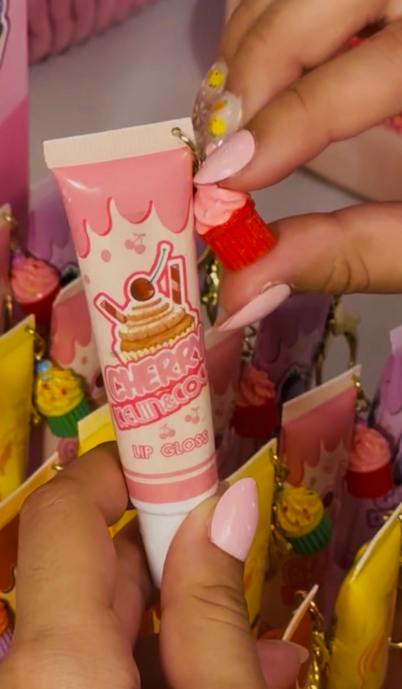 Dessert Lip Gloss Keychain – Cute Glossy Lip Shine
