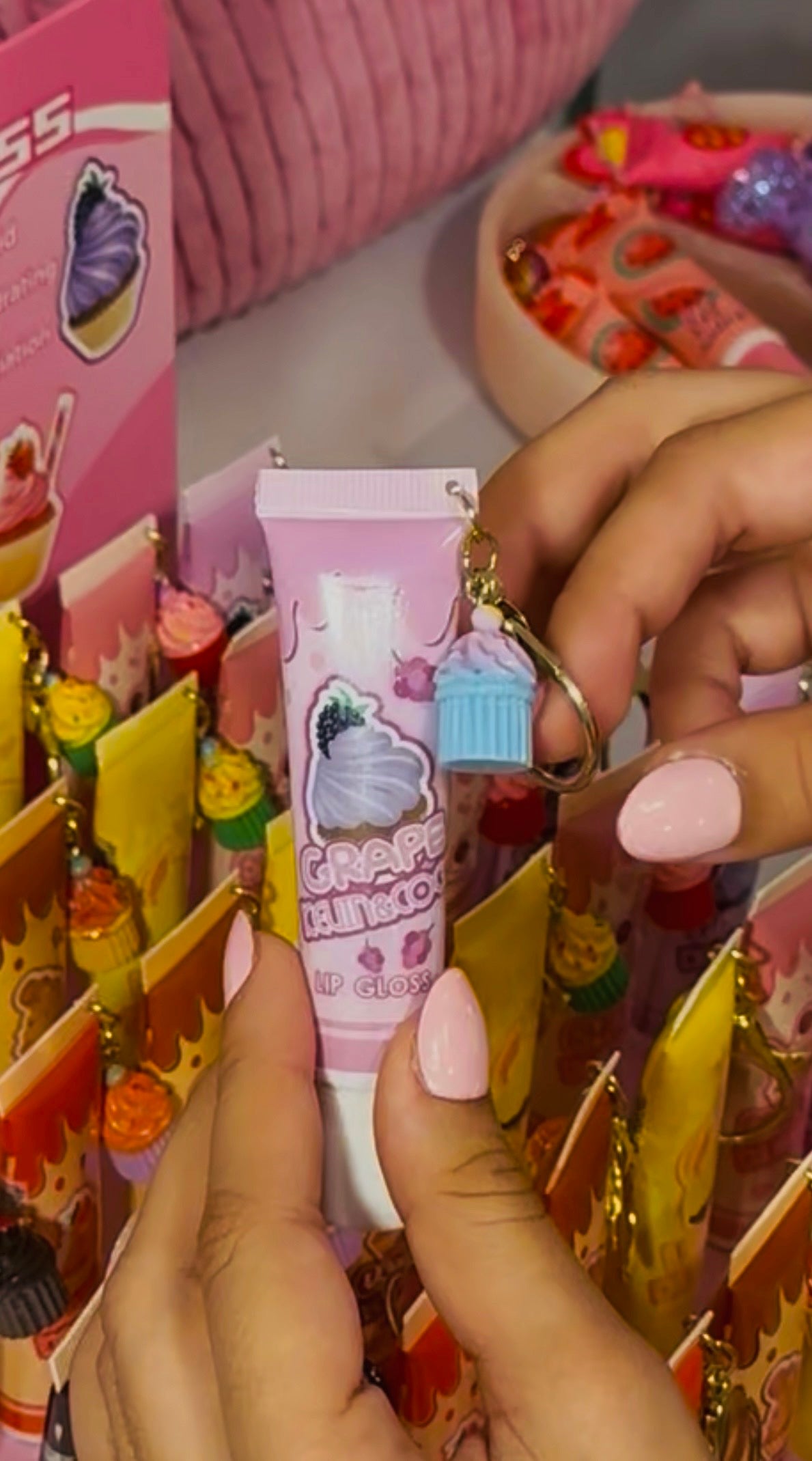 Dessert Lip Gloss Keychain – Cute Glossy Lip Shine